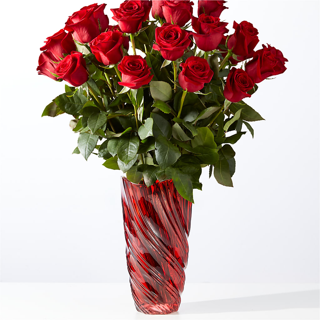 Classic Love Red Rose Bouquet with Luxe Swirl Vase – WATSON'S FLOWERS AND GIFTS, West Helena AR