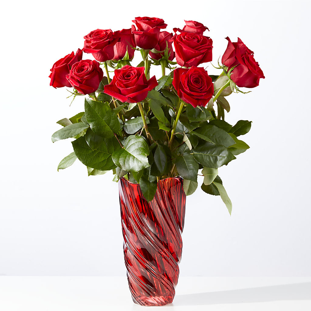 Classic Love Red Rose Bouquet with Luxe Swirl Vase – WATSON'S FLOWERS AND GIFTS, West Helena AR