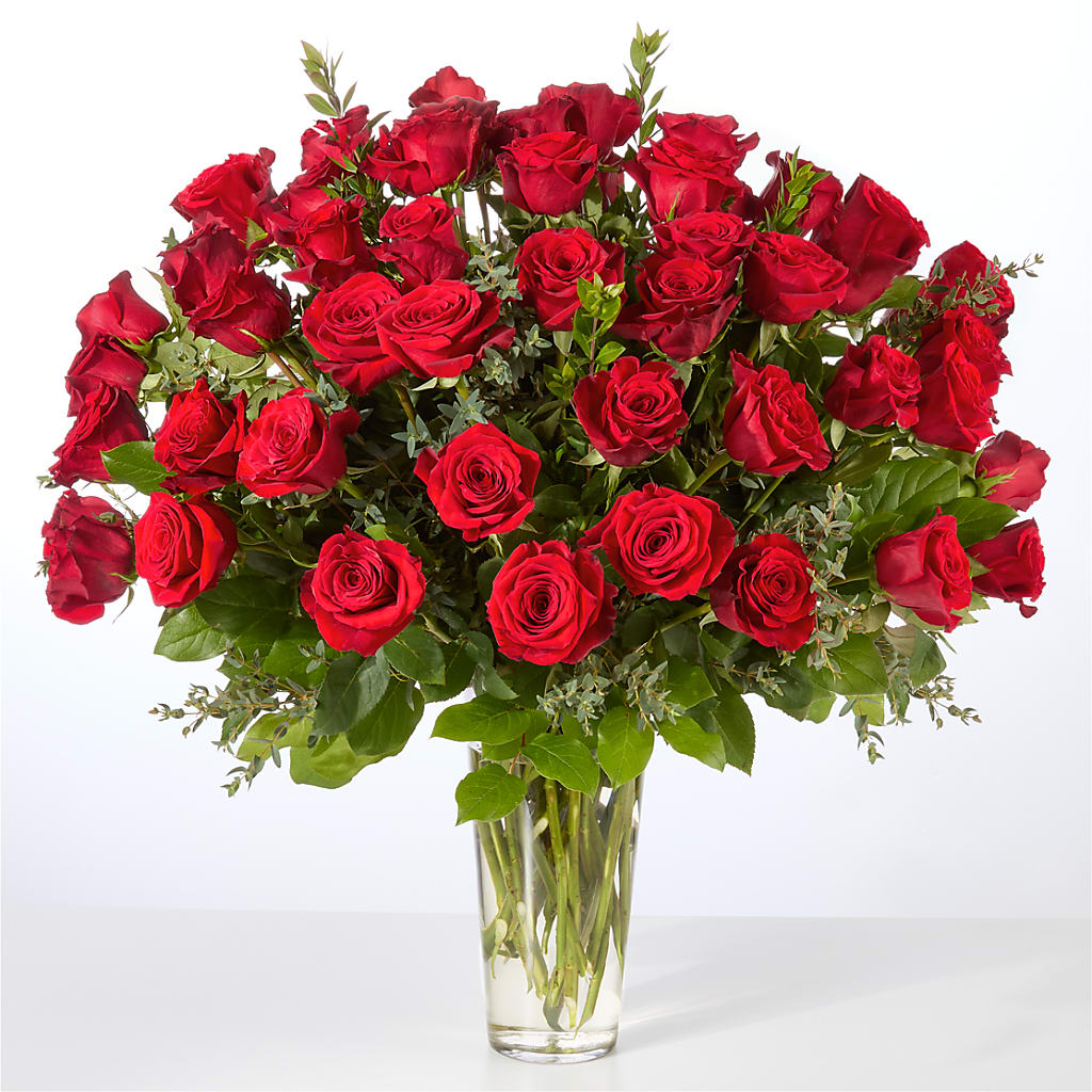 Forever Yours Fifty Stem Red Rose Bouquet – WATSON'S FLOWERS AND GIFTS, West Helena AR