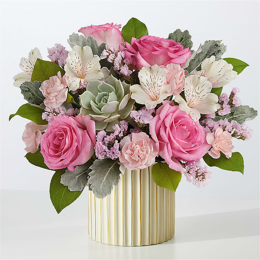 Dusty Rose Bouquet with Ivory Vase – WATSON'S FLOWERS AND GIFTS, West Helena AR
